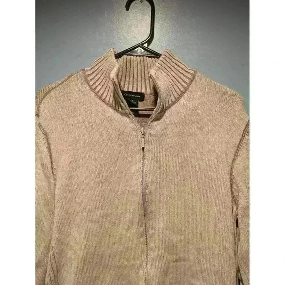 Calvin Klein Sweatshirt Zip Crewneck Beige Size Large - Picture 2 of 6